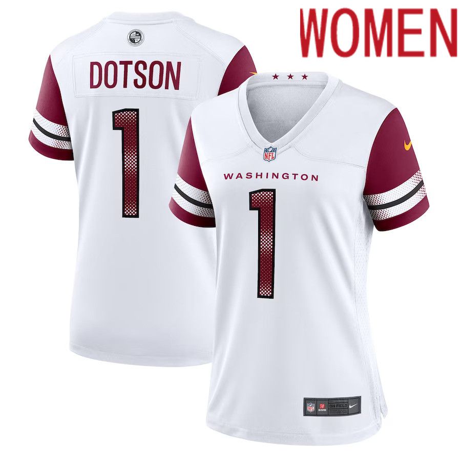 Women Washington Commanders 1 Jahan Dotson Nike White Game Player NFL Jersey